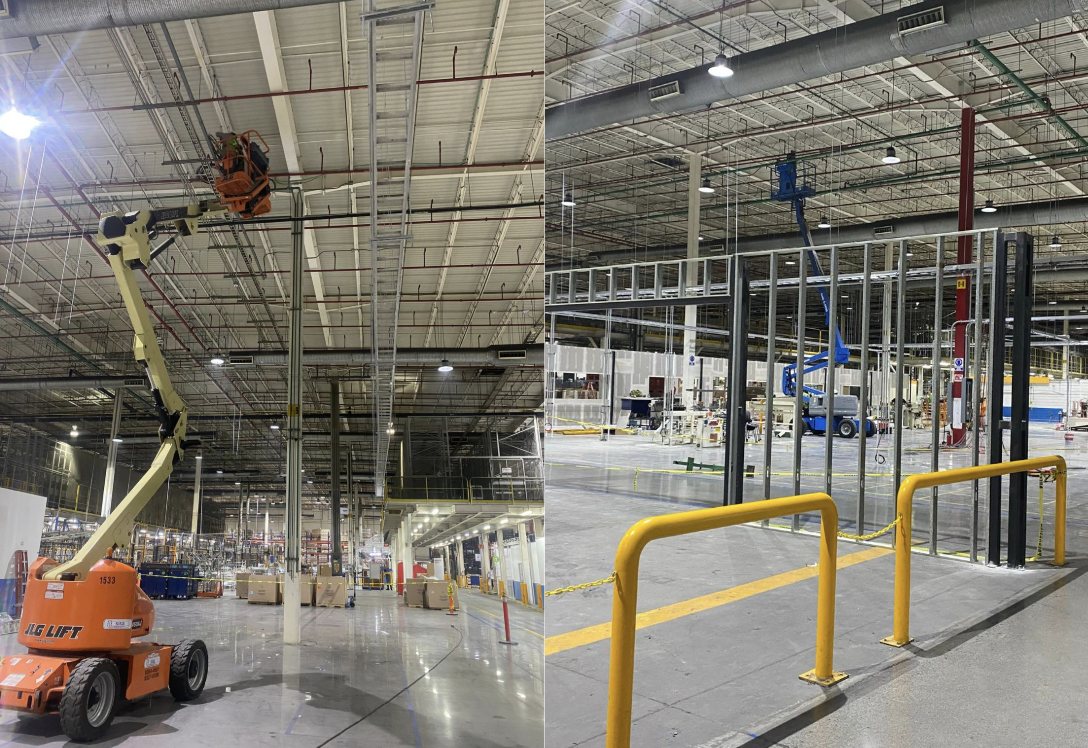 Plataforma de elevación en nave industrial